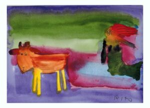 Rita Winkler's Painting: Little Mermaid with Tammy the Goat