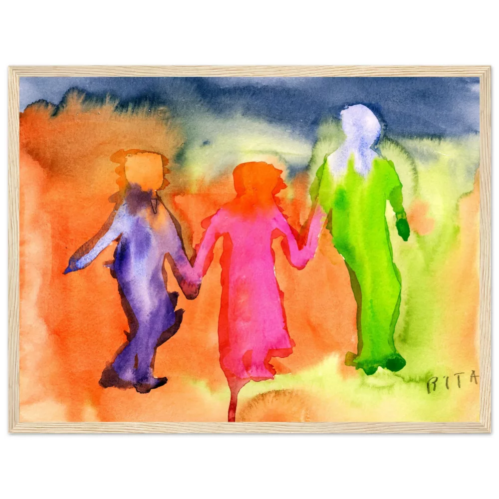 Rita Winkler's Painting: Folk Dancing in the Park Framed Print