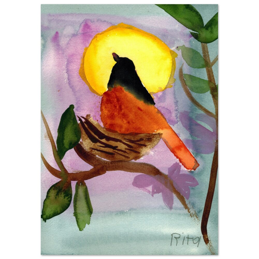 Rita Winkler's Painting: Bird Sitting on a Nest - Semi-Glossy Paper Poster