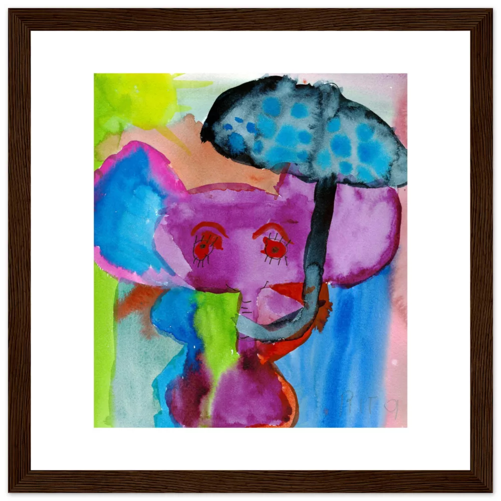 Rita Winkler's Painting: Elephant with Umbrella Framed Print