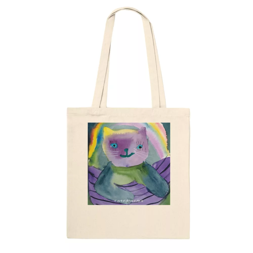 Cat Sitting in a Purple Pirate’s Boat Classic Natural Tote Bag