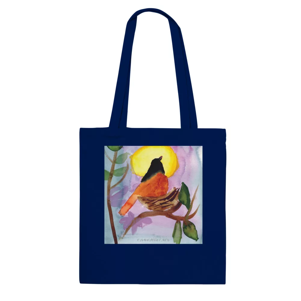 Bird Sitting on a Nest Classic Navy Tote Bag