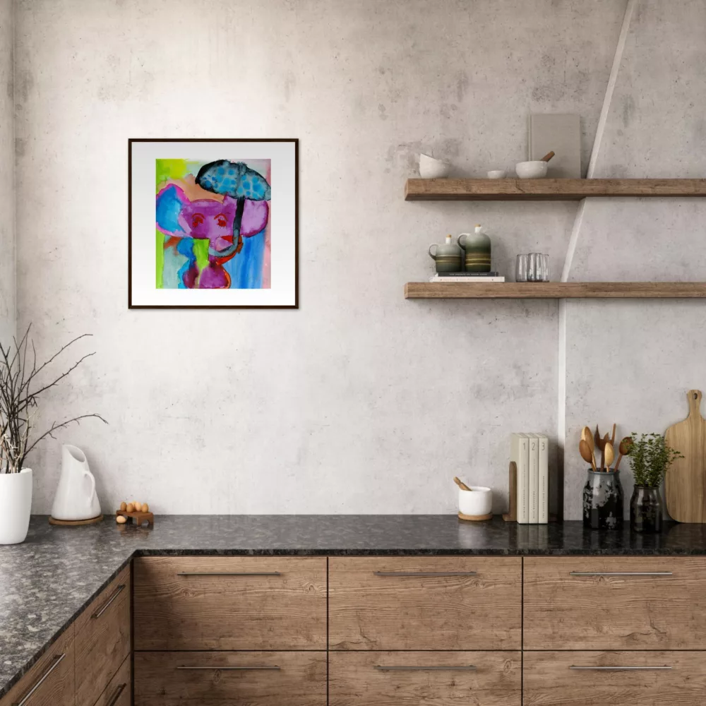 Rita Winkler's Painting: Elephant with Umbrella Framed Print