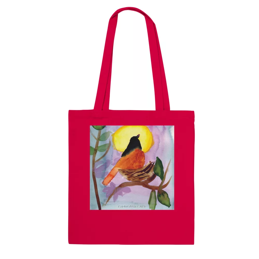 Bird Sitting on a Nest Classic Red Tote Bag