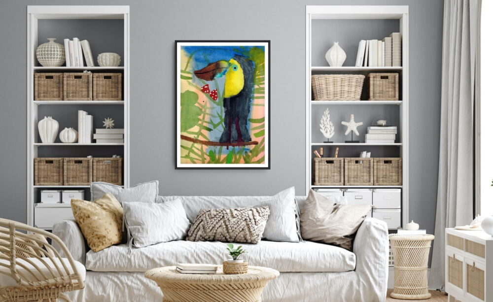 Rita Winkler's Painting: Toucan Eating Strawberries