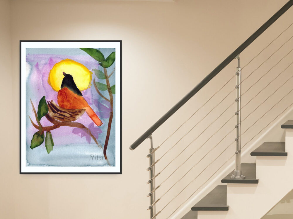 Rita Winkler's Painting: Bird Sitting on a Nest - Semi-Glossy Paper Poster