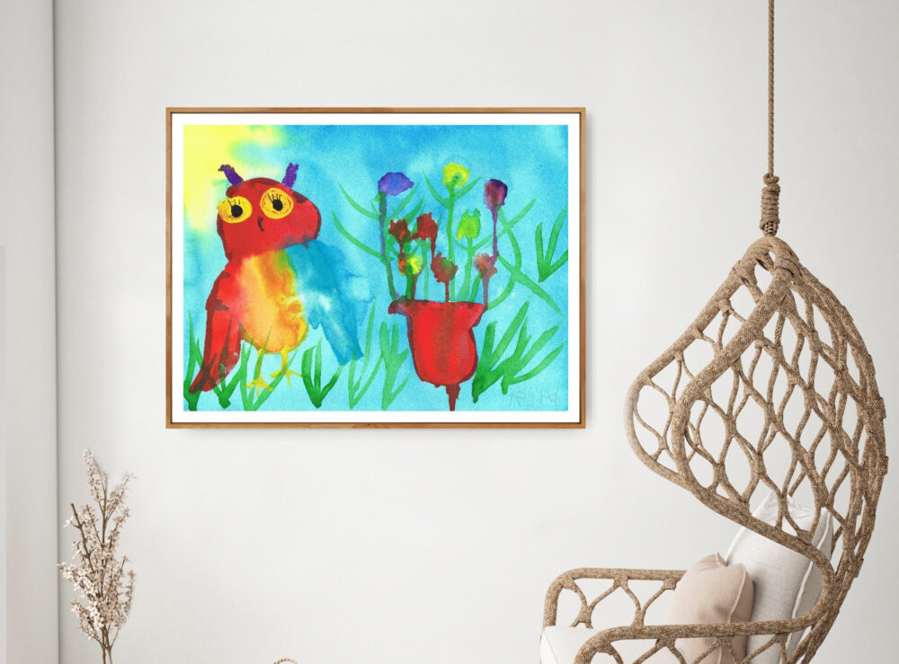 Rita Winkler's Painting: Spring Owl – Semi‑Glossy Paper Poster