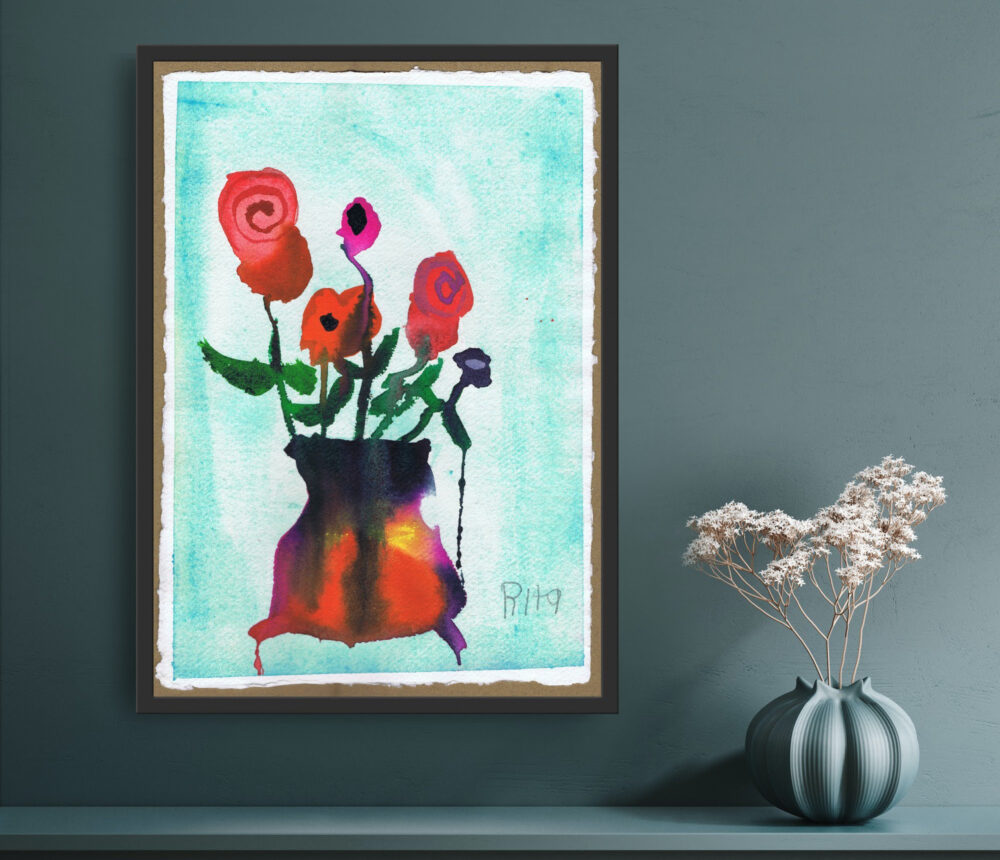 Rita Winkler's Painting: Bouquet of Roses Framed Print