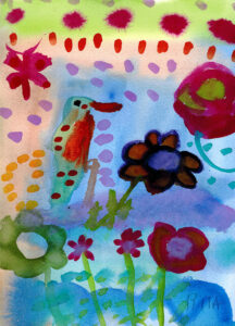 Rita Winkler's Painting:  Bird in the Garden