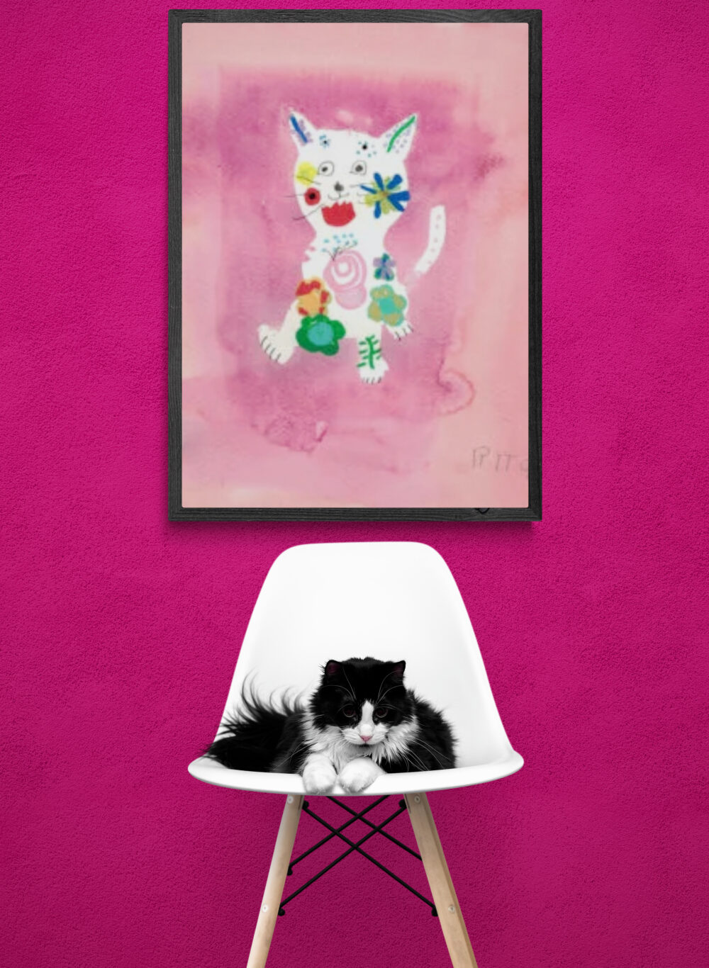 Rita Winkler's Painting:  Flower Cat - Semi-Glossy Paper Poster