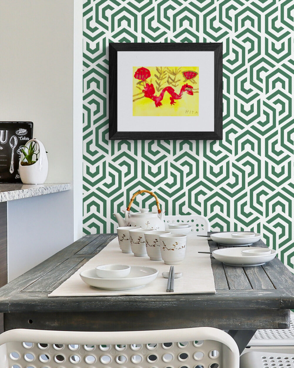 Dining Area With Large Wooden Table