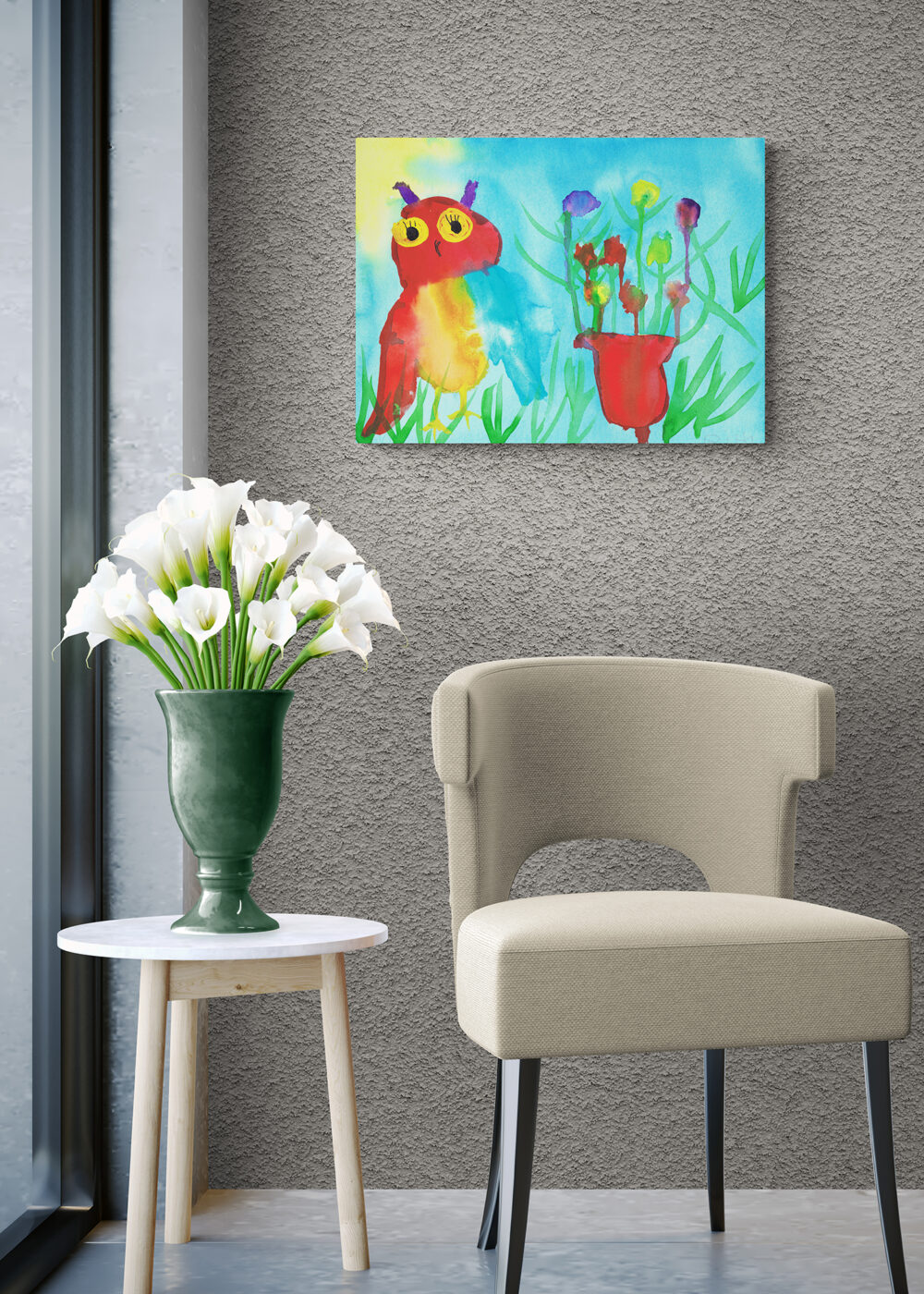 Rita Winkler's Painting: Spring Owl - Semi-Glossy Paper Poster