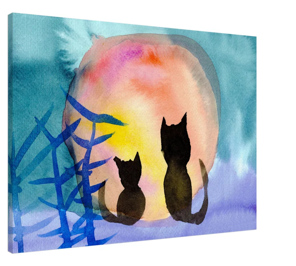 Rita Winkler's Painting: Cats in Moonlight on Canvas