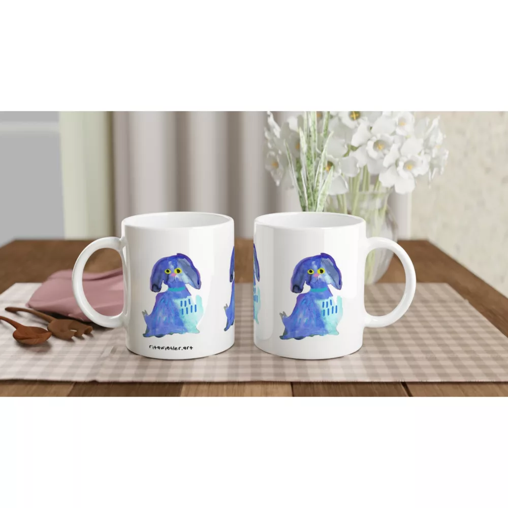 Blue Puppy – White 11oz Ceramic Mug