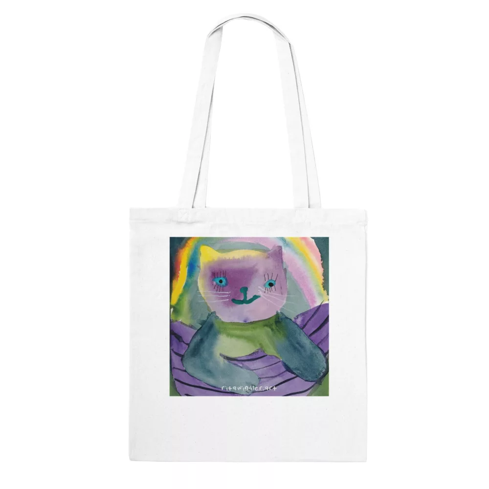 Cat Sitting in a Purple Pirate’s Boat Classic White Tote Bag