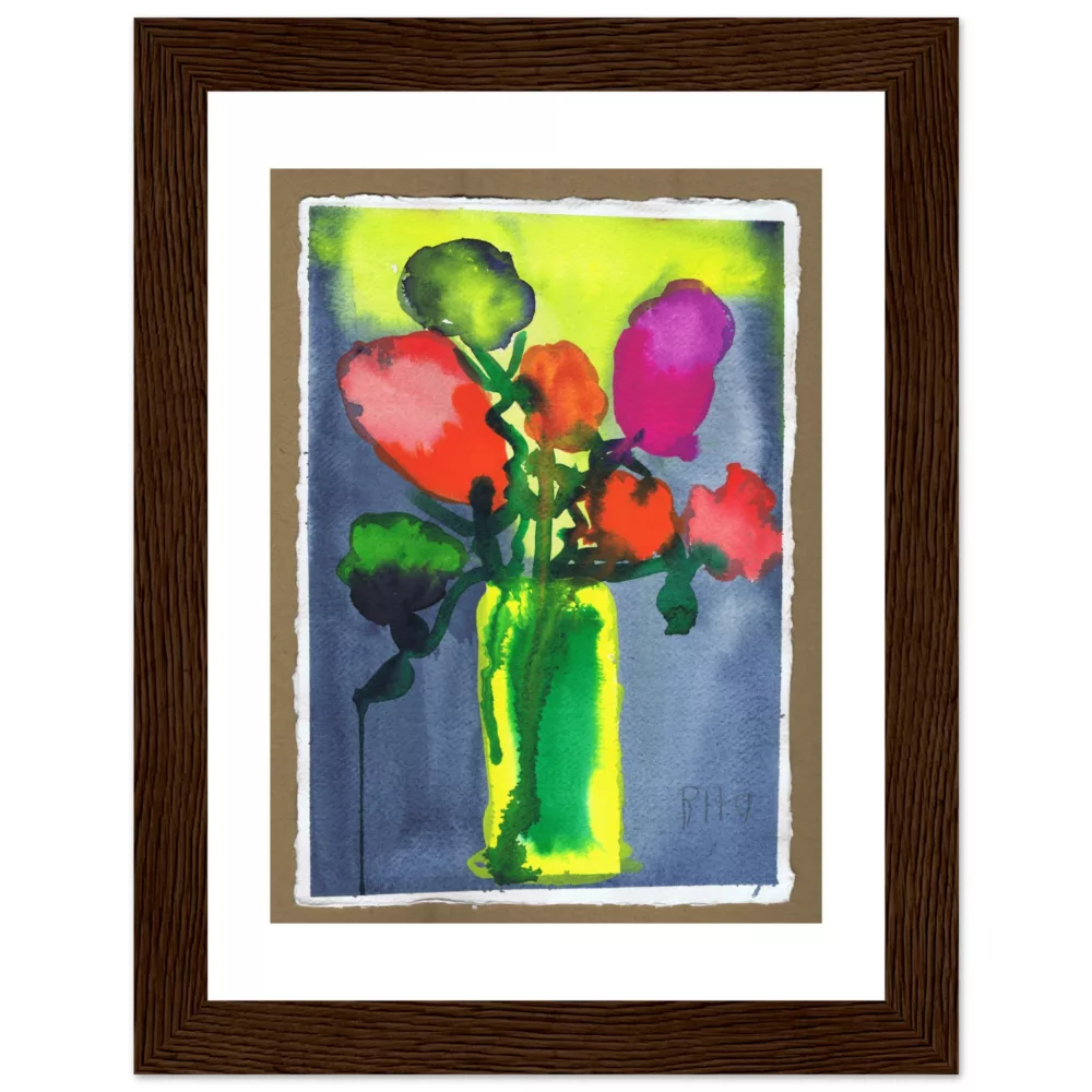 Rita Winkler's Painting: Vibrant Flowers on Deckle-Edged Paper