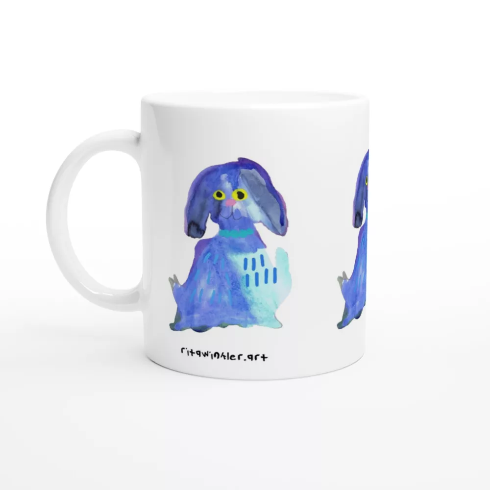 Blue Puppy – White 11oz Ceramic Mug