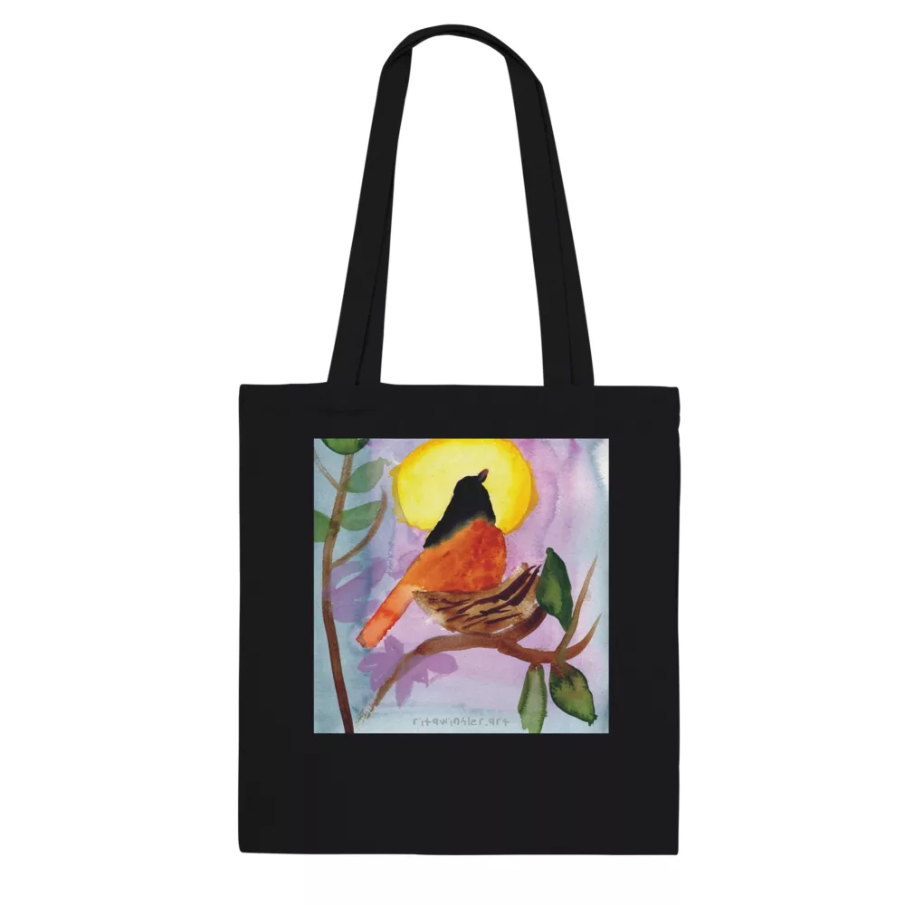 Bird Sitting on a Nest Classic Black Tote Bag